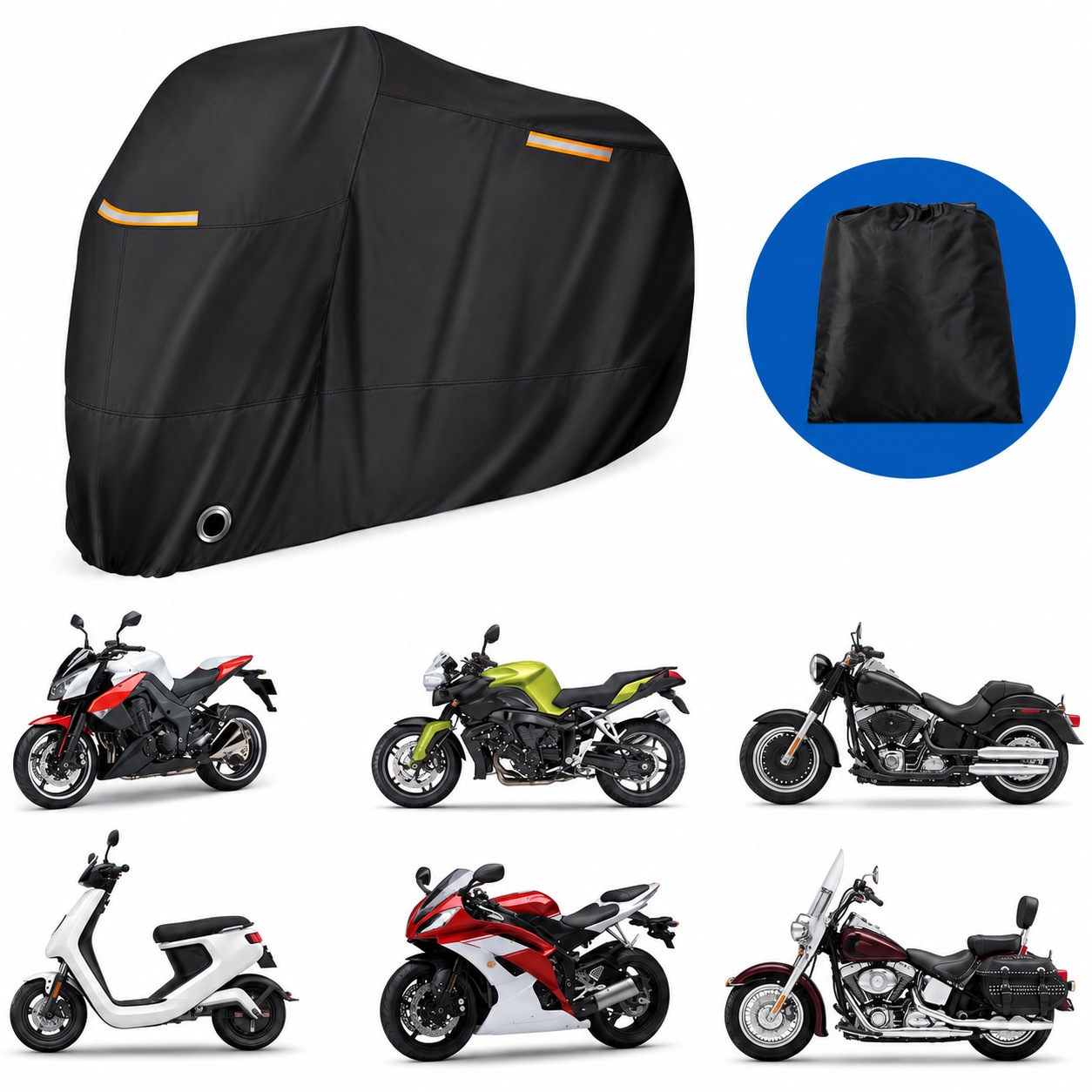 All-black variant, storage-bag concept and motorcycle type references.