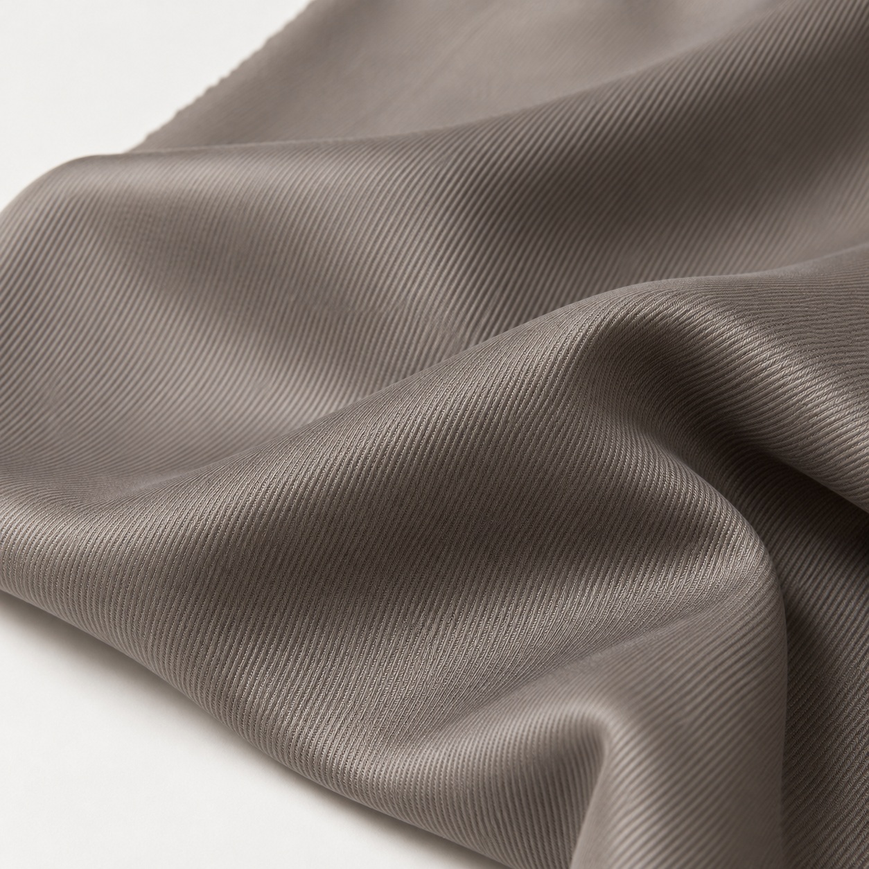 AI-generated taupe-grey twill lining appearance reference with fine diagonal texture