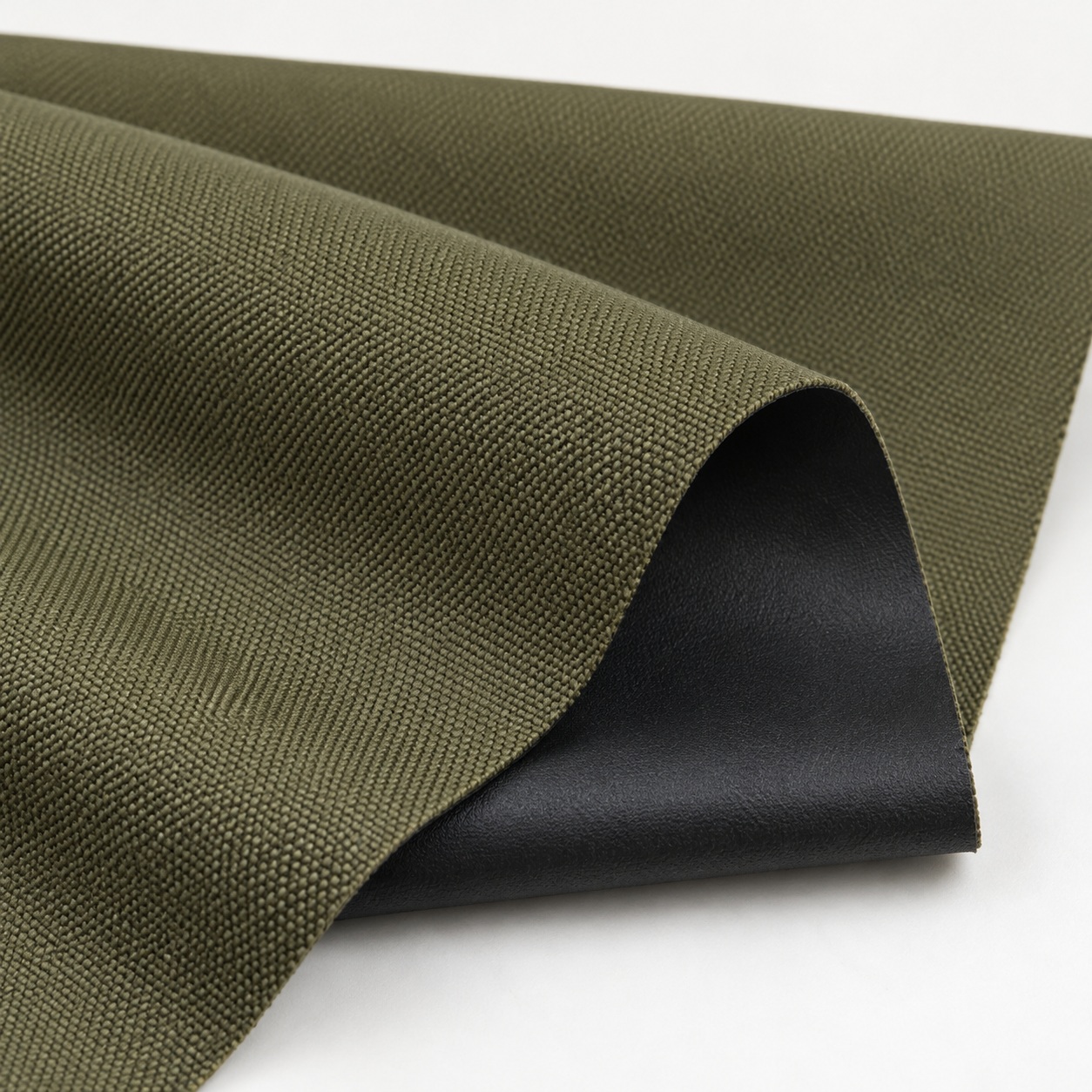 AI-generated olive Oxford face and matte black-coated reverse appearance reference