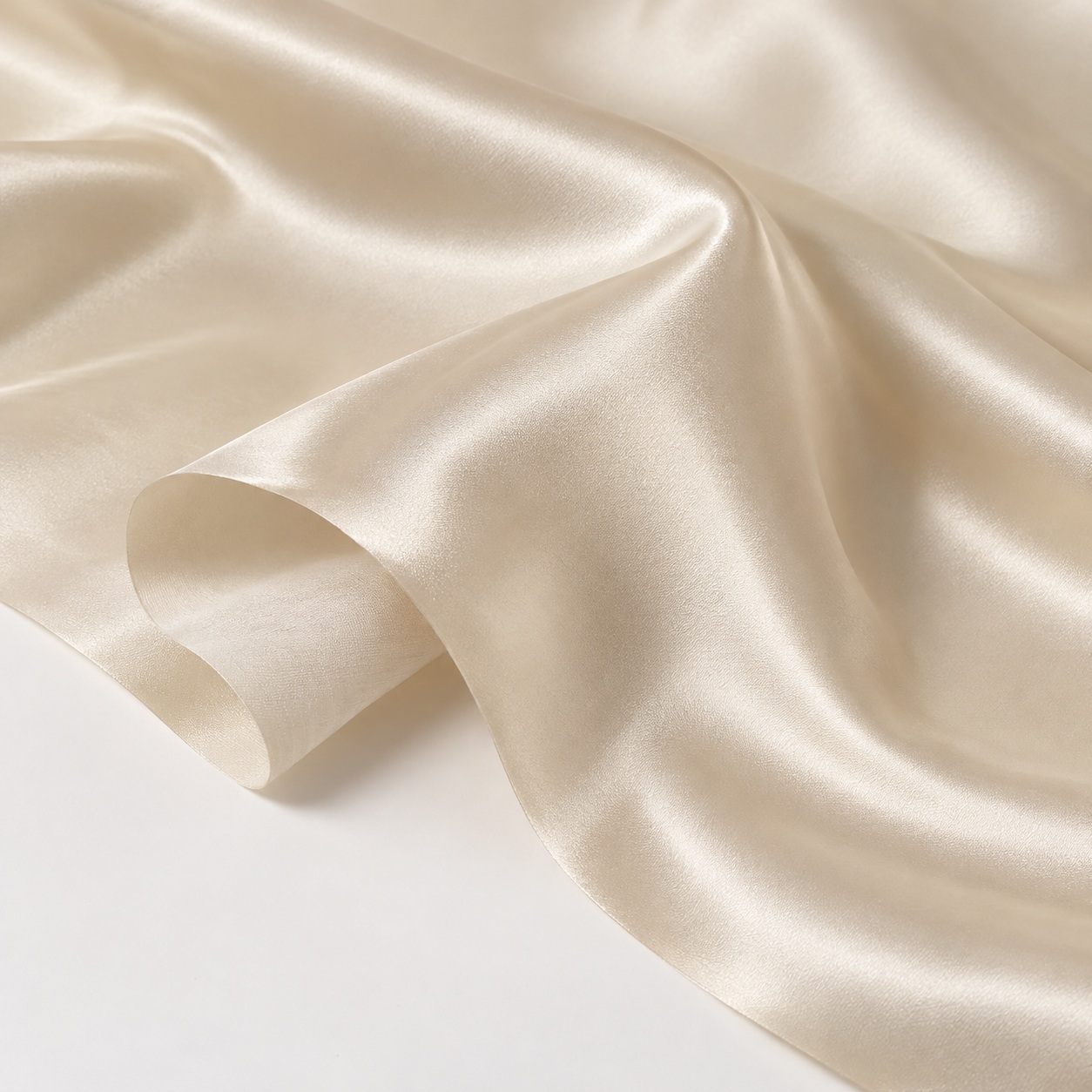 AI-generated champagne-ivory satin lining appearance reference with lustrous face and dull reverse